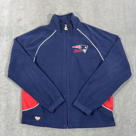 Reebok New England‎ Patriots Women’s Large Blue Full Zip Fleece Jacket NFL - Picture 1 of 10